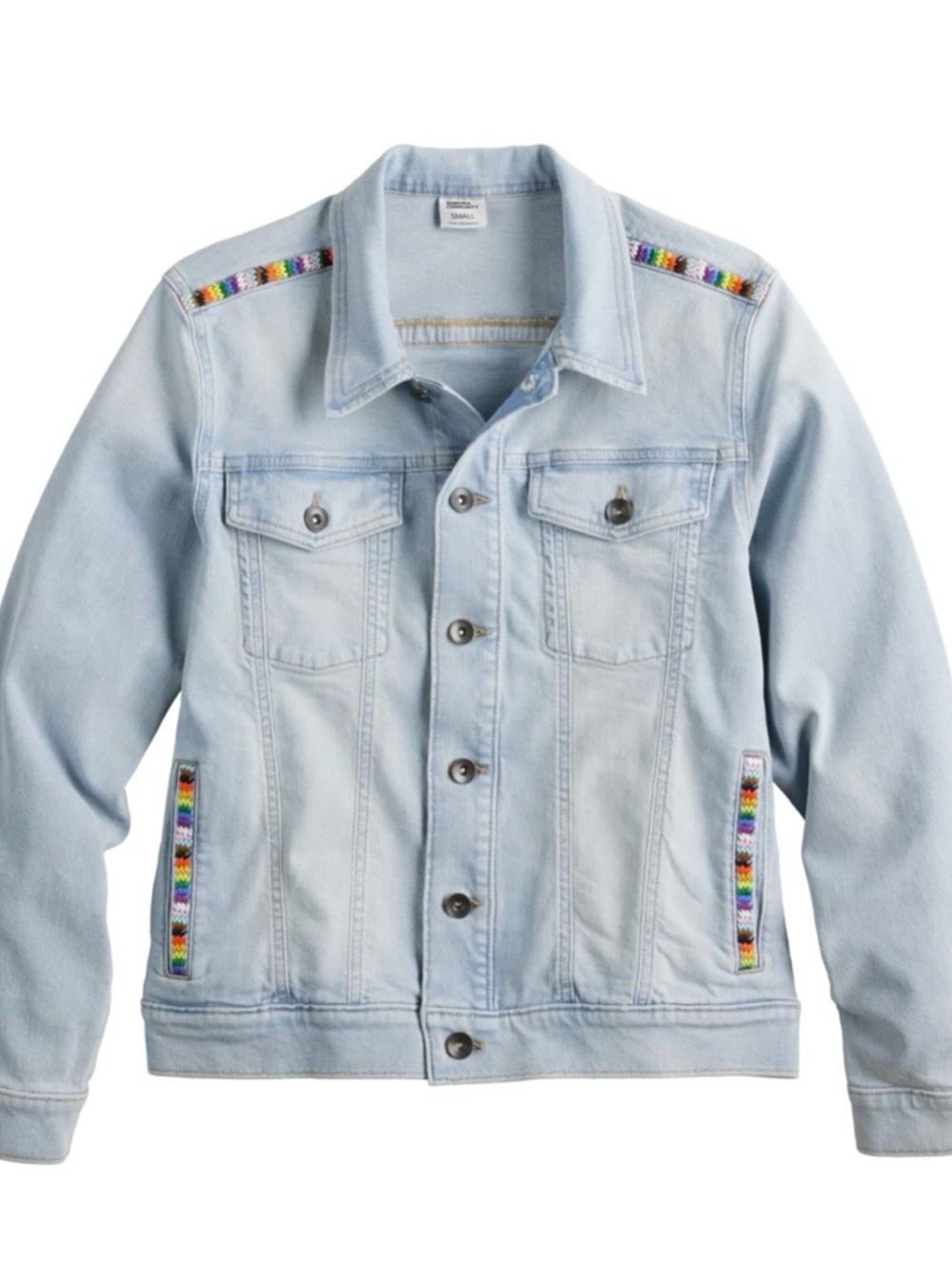 Sonoma Light Wash Denim Jacket with Rainbow Trim